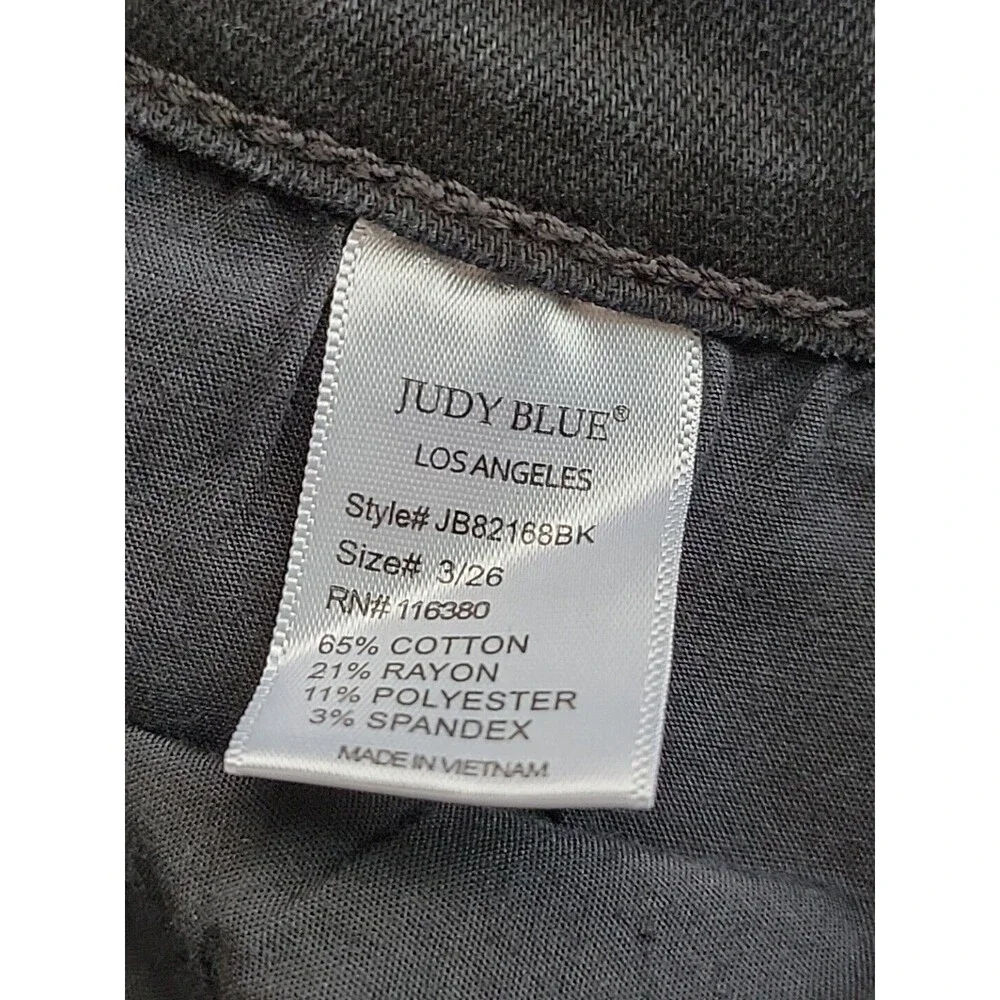 Judy Blue‎ Skinny Jeans Womens 3/26 Black Distressed Leopard Print Patch Edgy